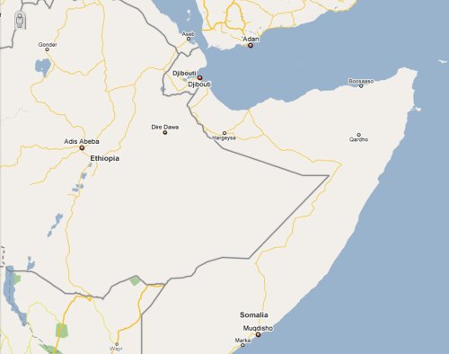 Mapa de Somalia. De google maps