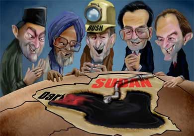 Caricatura sobre la ambición de Occidente en Sudán. Economiaconmaximo.blogia.com